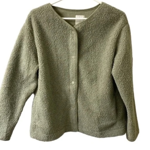 Joie Teddy Sherpa Snap Front Collarless Jacket - Picture 1 of 4
